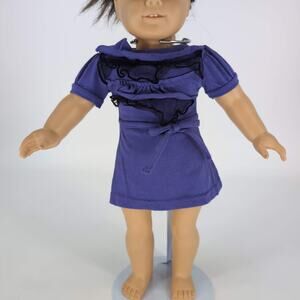 What A Doll Purple & Black Tulle Doll Ruffled A-Line Mini Dress for 18" Dolls